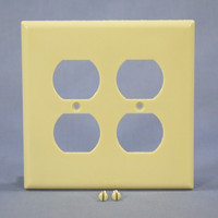 Eagle Ivory Mid-Size 2-Gang Receptacle Thermoset Wallplate Outlet Cover 2050V
