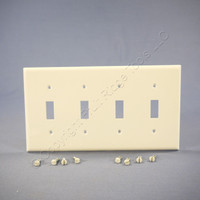 Cooper White 4-Gang UNBREAKABLE Switch Cover Wall Plate Nylon Switchplate 5154W