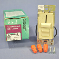 Lightolier Astral Ivory Preset Slide Dimmer Light Switch On/Off 600W 120V 60Hz AP600-I