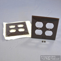 2 Leviton Brown 2-Gang Receptacle Wallplates Unbreakable Duplex Outlet Cover 80716