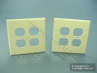 2 Leviton MIDWAY 2-Gang Almond Duplex Receptacle Wallplate Outlet Covers 80516-A