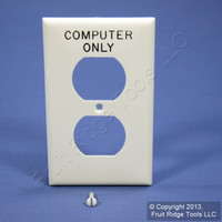 Leviton White "COMPUTER ONLY" Receptacle Wallplate UNBREAKABLE Outlet Cover 80703-COW