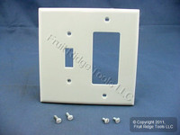 Leviton White Combination Toggle Switch Plate Decora GFCI Receptacle Wallplate Cover PJ126-W