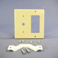 Leviton Ivory 2-Gang Combination Decora Phone Cable Wallplate Cover GFI GFCI 80479-I