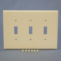 Cooper Light Almond 3-Gang Mid-Size UNBREAKABLE Nylon Toggle Switch Cover Wallplate PJ3LA