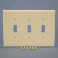 Cooper Light Almond 3-Gang Mid-Size UNBREAKABLE Nylon Toggle Switch Cover Wallplate PJ3LA