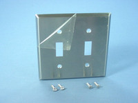 Cooper NON-MAGNETIC Stainless Steel 2-Gang Toggle Switch Cover Wallplate 93072