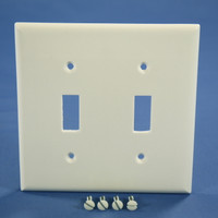 White 2-Gang Plastic Thermoset Toggle Switch Cover Wall Plate Switchplate 31591