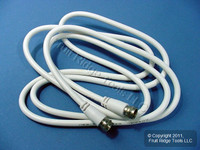 New Leviton White 6' Coaxial Video Cable RG59 Plugs 75-Ohm F-Type Wire C5851-6W