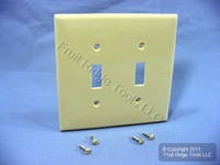 New Leviton Ivory 2-Gang Midway UNBREAKABLE Toggle Switch Cover Wallplate PJ2-I