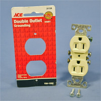 Ace Wiring Residential Ivory Duplex Receptacle Outlet NEMA 5-15R 15A 125V 31134