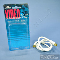 Leviton White 3 Ft Coaxial Video Cable w/ GOLD PLUG Ends F-Type RG59 C5851-3GW