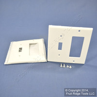 2 Leviton White Thermoplastic Combination Switch Plates Decora GFCI Cover Nylon Wallplate GFI 80707-W