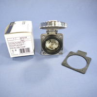 Leviton Stainless Steel INDUSTRIAL Turn Twist Locking Flanged Inlet Receptacle NON-NEMA 50A 125V 6372-CR