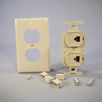 Leviton DUPLEX Gray Phone Jack 110-Type VOICE DATA Type 106 T568B Cat 3 41365-IDG