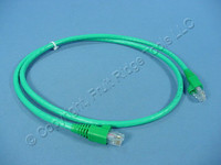 Leviton Green 3' Cat 6+ Extreme Ethernet LAN Patch Cord Cable Cat6 Plus 3 Ft 62460-3G