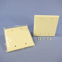 2 Cooper Ivory STANDARD 2-Gang Blank Cover Box Mounted Thermoset Wallplates 2137V