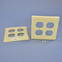 2 Hubbell Ivory 2-Gang Receptacle Wallplate Unbreakable Duplex Outlet Covers NP82I
