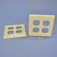 2 Hubbell Ivory 2-Gang Smooth Receptacle Nylon Wallplate Unbreakable Duplex Outlet Covers NP82I