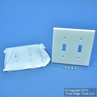 2 Leviton White UNBREAKABLE 2-Gang Switch Cover Wallplate Switchplates 80709-W