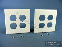 2 Leviton MIDWAY 2-Gang White Duplex Receptacle Wallplate Outlet Covers 80516-W