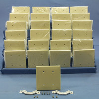 25 Leviton Ivory 2-Gang Blank Unbreakable Wallplates Strap Mount Box Covers 80734-I