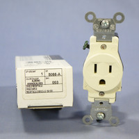 New Leviton Almond Commercial Grade Straight Blade Single Outlet Receptacle NEMA 5-15R 15A 125V 5088-A