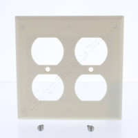 New Leviton Almond 2-Gang Outlet Cover Duplex Receptacle Plastic Wallplate 82016