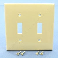 New Leviton Ivory UNBREAKABLE 2-Gang Switch Cover Wallplate Switchplate 80709-I