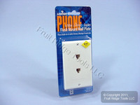 5 Leviton Decora White 6-Wire DUPLEX Phone Jack Wallplates C2647-W