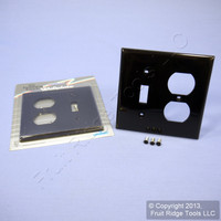 2 Leviton Black UNBREAKABLE Switch/Outlet Wallplate Receptacle Cover Switchplates 80705-E