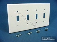 Leviton White MIDWAY 4-Gang Switch Cover Plate Wallplate 80512-W
