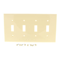 Leviton Ivory 4-Gang UNBREAKABLE Switch Cover Wall Plate Nylon Switchplate 80712-I