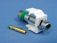 Leviton Quickport White RCA Jack Coaxial Cable Compression Connector Green Inner Barrel 40782-RVW