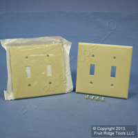 2 Leviton Ivory UNBREAKABLE 2-Gang Switch Cover Wallplate Switchplates 80709-I