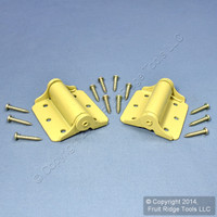 2 National Hardware #V123 Steel Cabinet Door BakEnamel Brass Finish 3" Spring Hinges N114-785