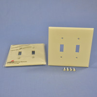 2 Cooper Ivory 2-Gang Mid-Size UNBREAKABLE Toggle Switch Cover Wallplates PJ2V