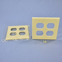 2 Cooper Ivory Standard 2-Gang Receptacle Thermoset Wallplate Outlet Covers 2150V