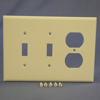 Cooper Light Almond UNBREAKABLE Nylon 3-Gang Mid-Size Receptacle Switch Wallplate PJ28LA