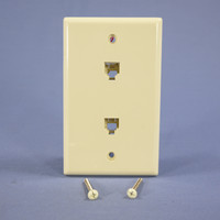 Cooper Light Almond Flush Mount 4-Conductor Two Telephone Jack Wallplate 3546-4LA