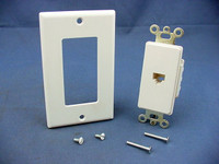 Leviton White Decora 8-Wire Phone Jack Telephone Modular Outlet Wall Plate 40680-W