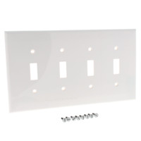 Leviton White 4-Gang MIDWAY UNBREAKABLE Thermoplastic Toggle Switch Wallplate Cover PJ4-W