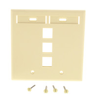 Leviton Ivory Quickport 3-Port ID Window Flush Wallplate 2-Gang Cover High-Impact Plastic 42080-3IP