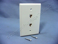 Leviton White DUPLEX Phone Jack LARGE Midway Wall Plate 6-Wire Telephone 40566-W