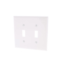 Cooper White Antimicrobial 2-Gang UNBREAKABLE Mid-Size Switch Cover Nylon Wallplate Switchplate PJ2AMW