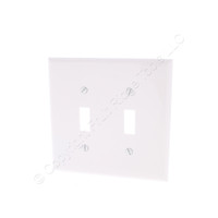 Cooper White Antimicrobial 2-Gang UNBREAKABLE Mid-Size Switch Cover Nylon Wallplate Switchplate PJ2AMW