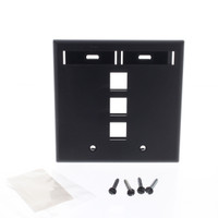 Leviton Black Quickport 3-Port ID Window Flush Wallplate 2-Gang Cover High-Impact Plastic 42080-3EP