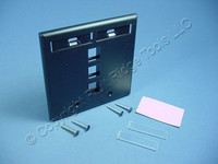 Leviton Black Quickport 3-Port ID Window Flush Wallplate 2-Gang Cover High-Impact Plastic 42080-3EP