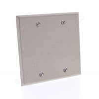 Cooper ANTIMICROBIAL 2-Gang Stainless Steel Blank Cover Wallplate Box Mount 91152AM
