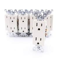 10 Leviton Almond Decora Receptacle Duplex Wall Power Outlets 5-15R 15A 5325-A